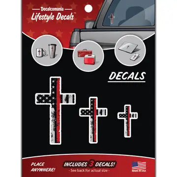 Thin Red Line Cross Decal