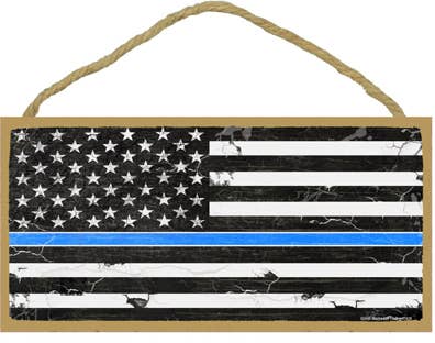 Thin Blue Line Flag 5" x 10" wood plaque, sign