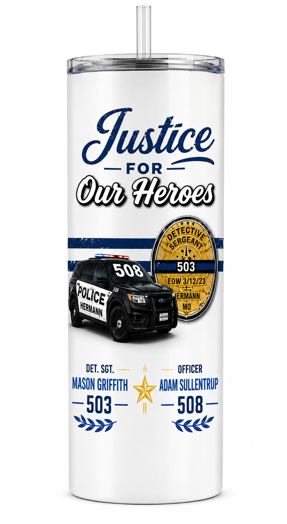 Justice for Our Heroes – 20 oz Skinny Tumbler
