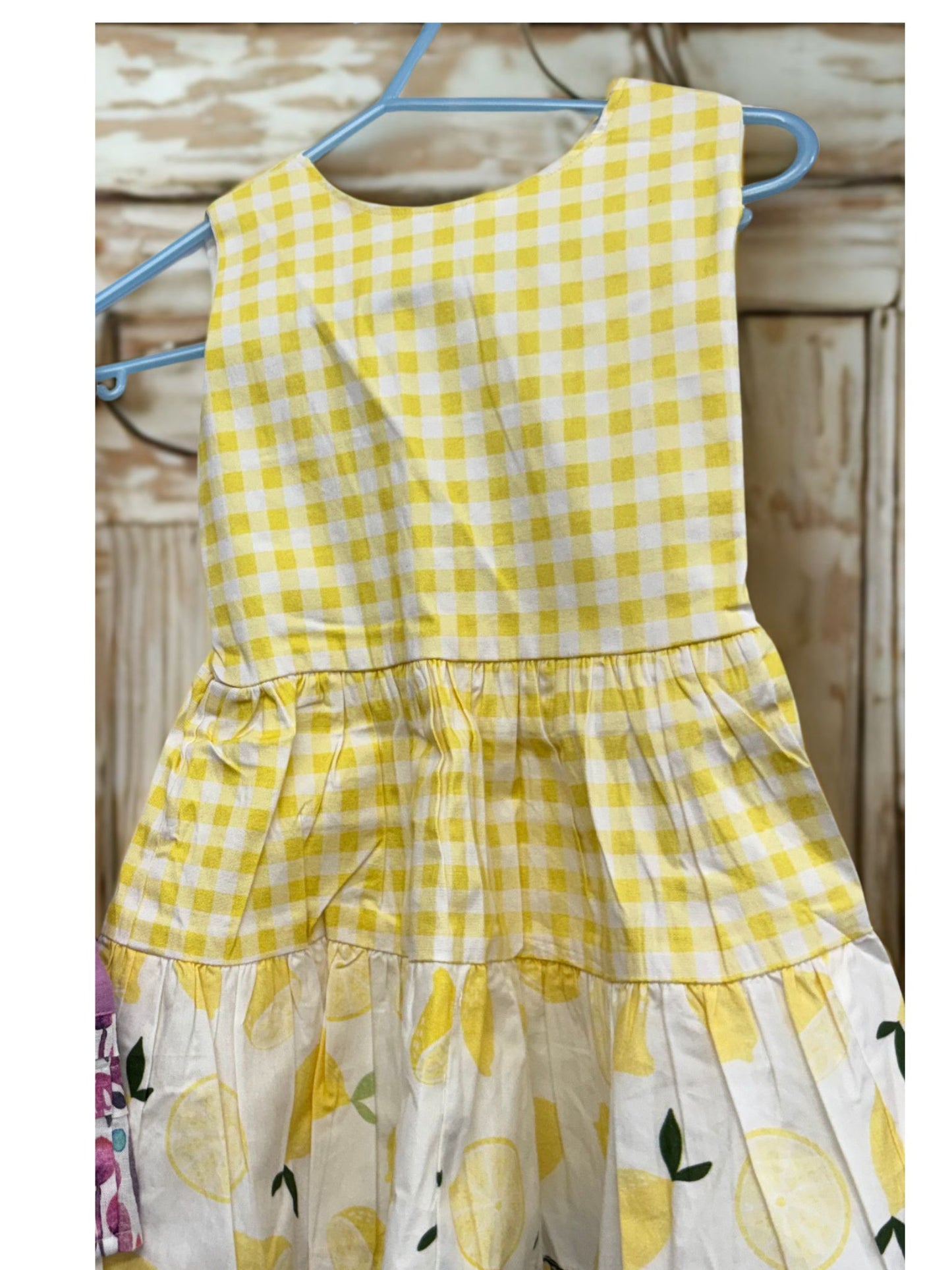 🍋Sunshine Gingham & Lemon Print Dress