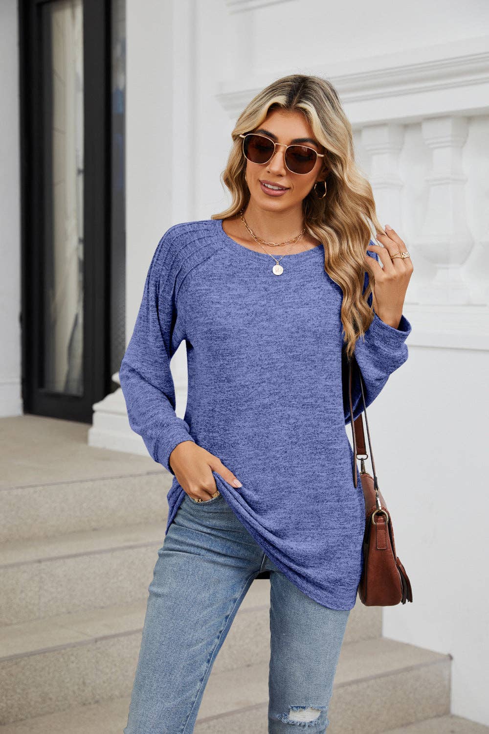 Women’s Long Sleeve Pleated Tunic Top
