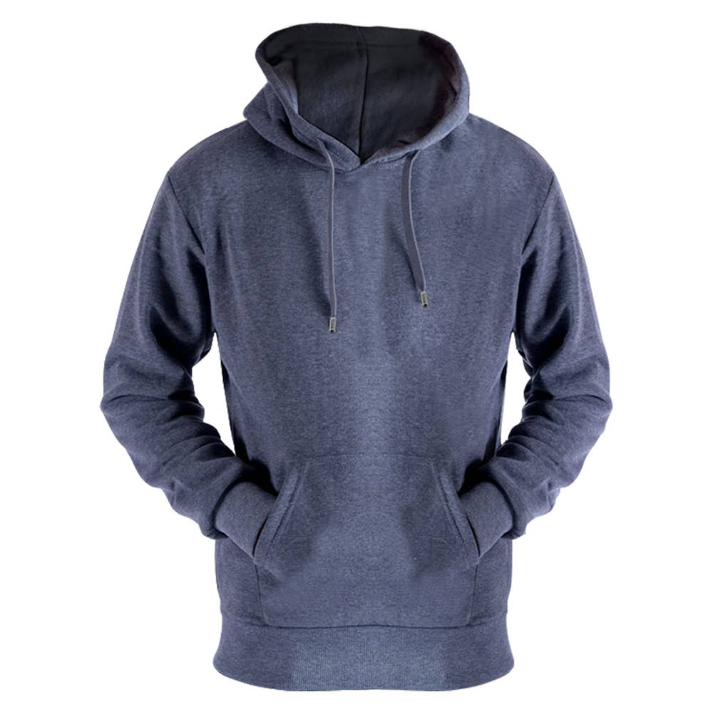 Men's Fleece Lined Pullover Hoodie: Navy / L