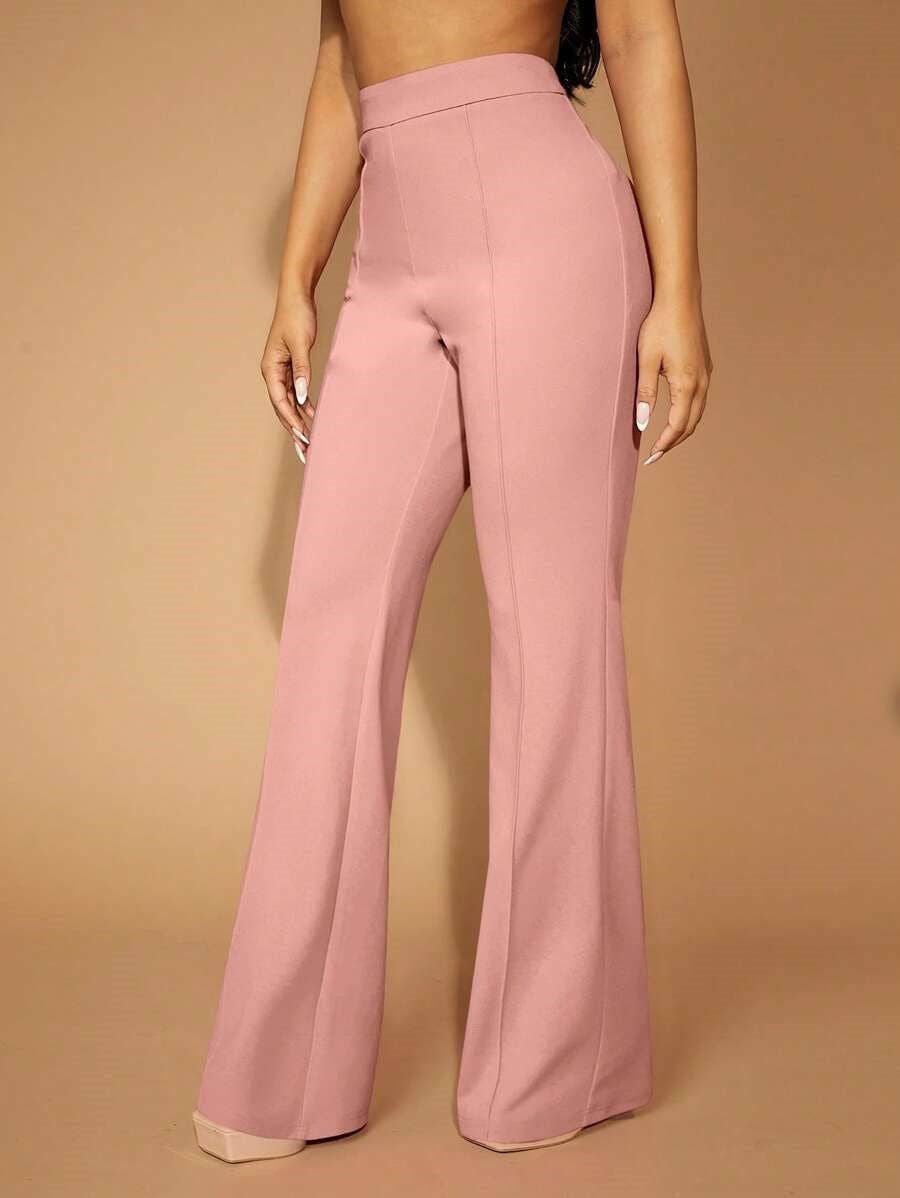 High Waist Straight Leg Pants Women's Work Trousers: Dark Gray / 95%Polyester + 5%Spandex / 2XL