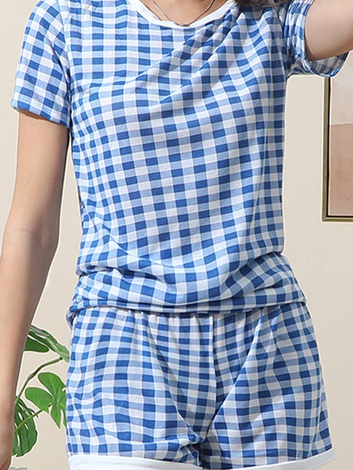 SHORT SLEEVE TOP WITH SHORTS PAJAMA SET: MAUVEBLUSHFLORAL