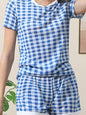 SHORT SLEEVE TOP WITH SHORTS PAJAMA SET: MAUVEBLUSHFLORAL