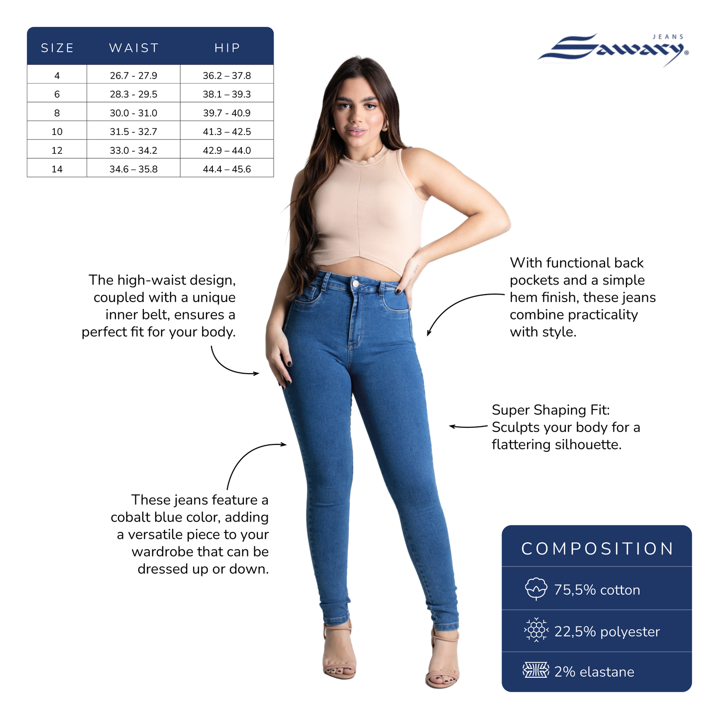 Sawary Super Shaper High-Waisted Jeans - Perfect Fit Jeans : 10