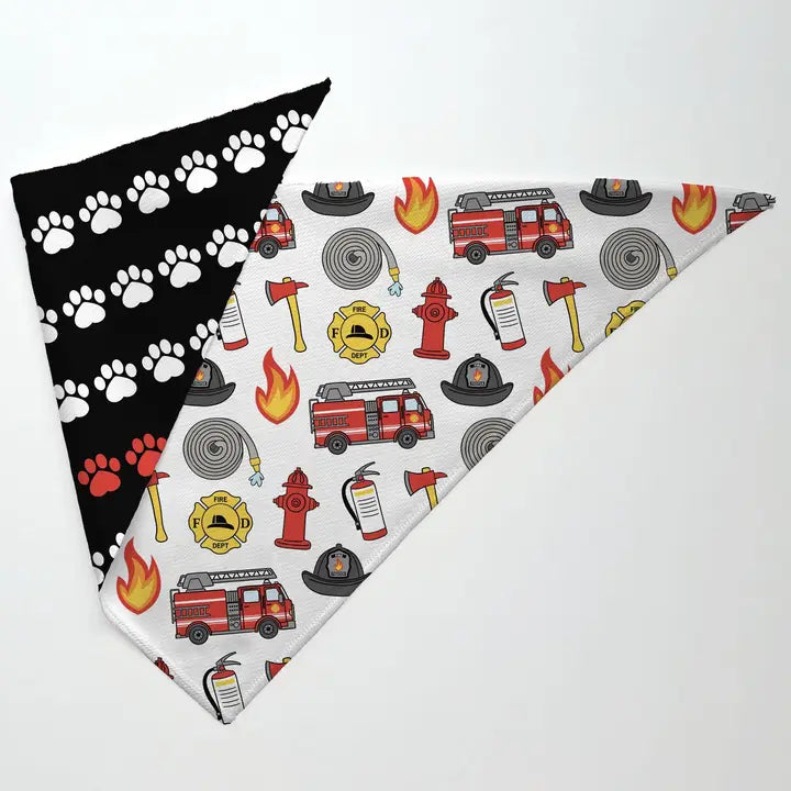 Firefighter Reversible Tie-On Dog Bandana
