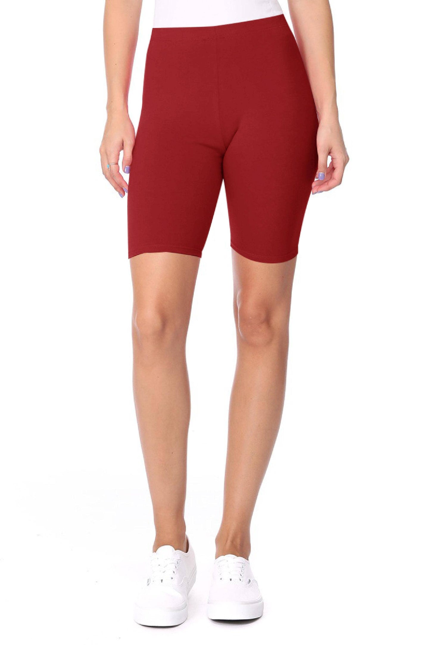 Women's Solid Casual Cotton Stretch Basic Biker Shorts: Black / X-Large