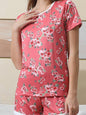 SHORT SLEEVE TOP WITH SHORTS PAJAMA SET: MAUVEBLUSHFLORAL