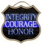 Integrity Courage Honor 10" Shield shape wood plaque, sign.