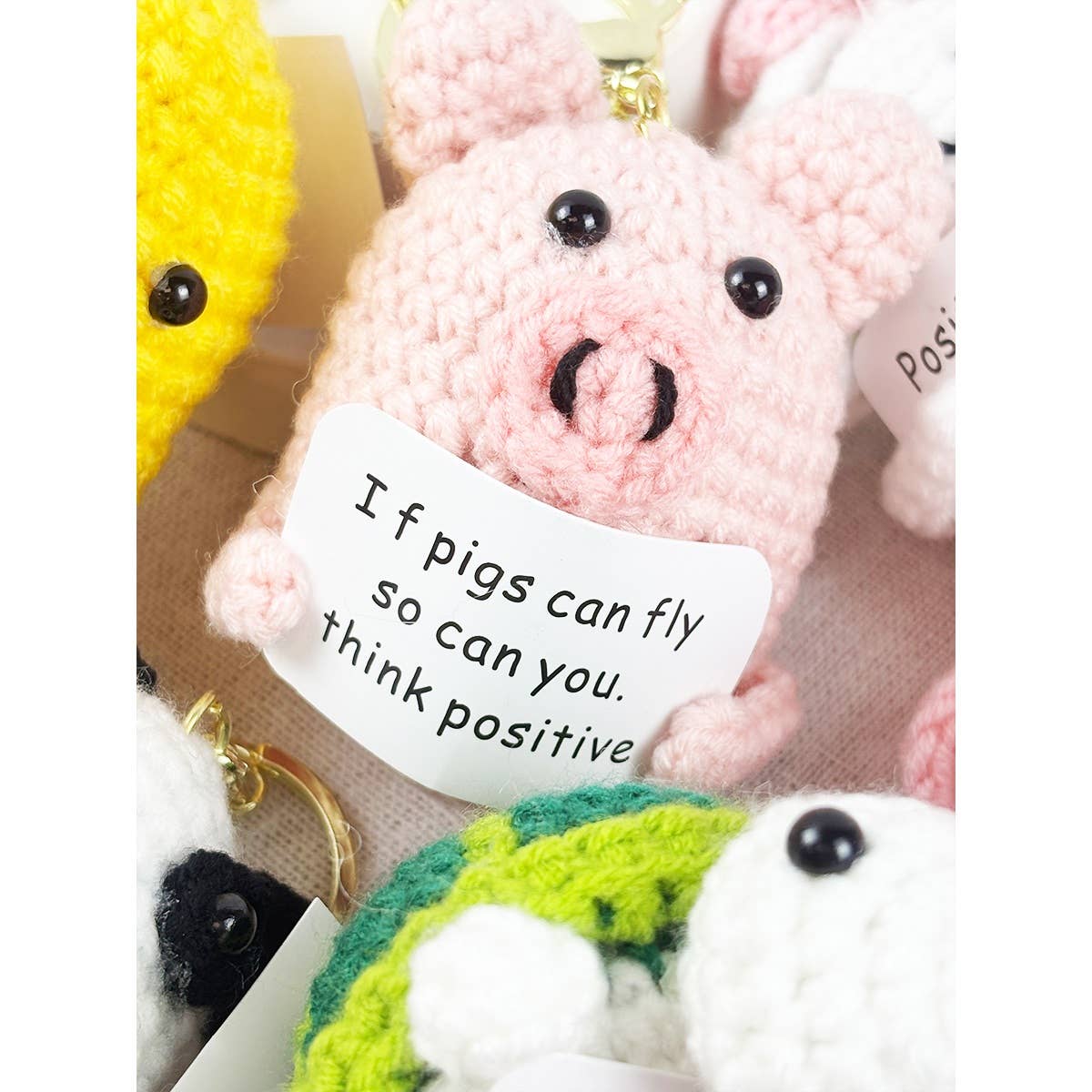 Positive Crochet Animal Keychain