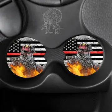 Firefighter -Red Line - First Responder - Car Coasters