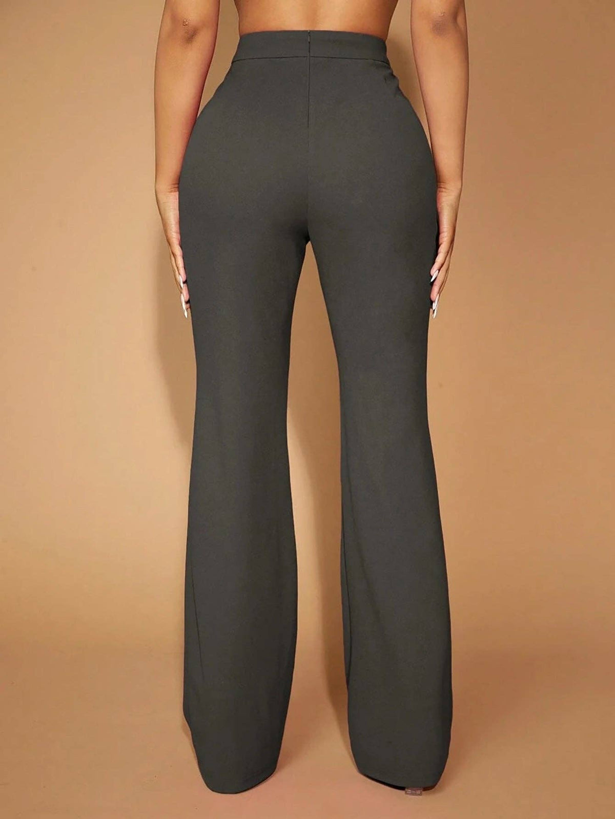 High Waist Straight Leg Pants Women's Work Trousers: Navy Blue / 95%Polyester + 5%Spandex / XL