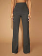 High Waist Straight Leg Pants Women's Work Trousers: Dark Gray / 95%Polyester + 5%Spandex / L