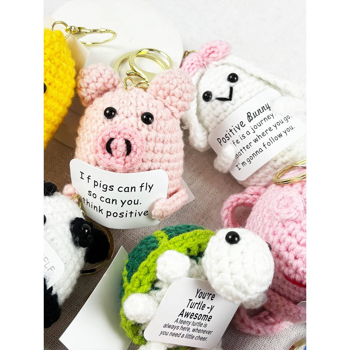 Positive Crochet Animal Keychain