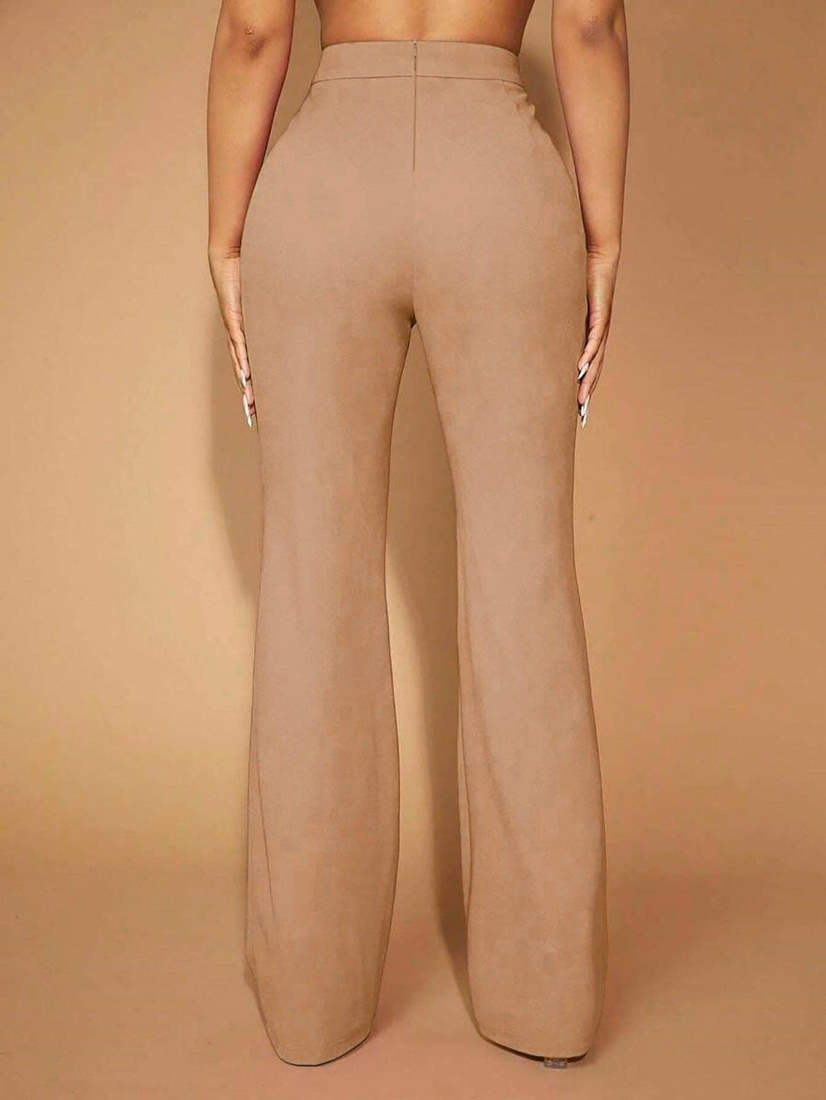 High Waist Straight Leg Pants Women's Work Trousers: Navy Blue / 95%Polyester + 5%Spandex / M
