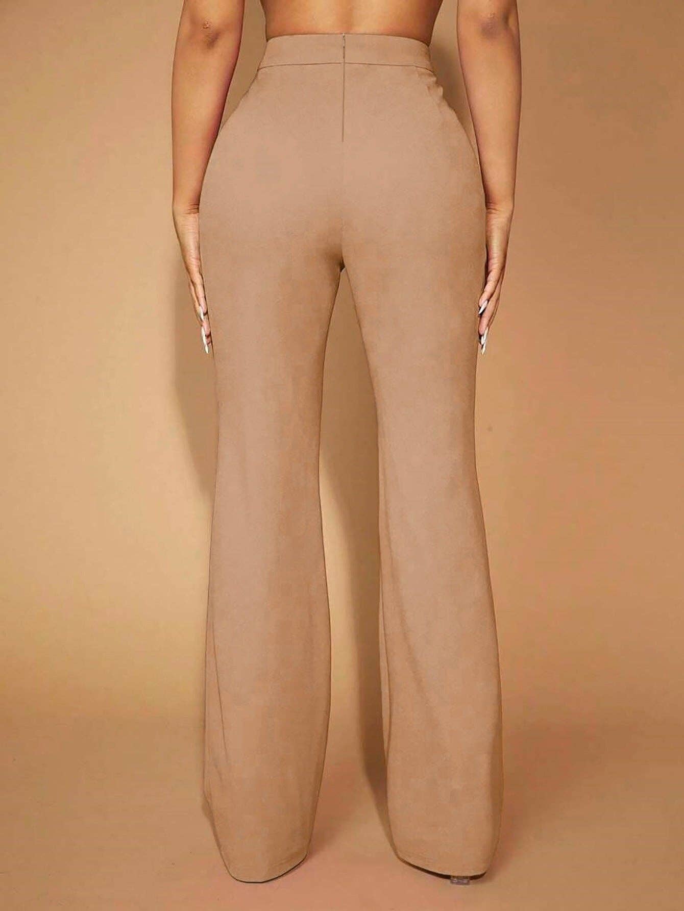 High Waist Straight Leg Pants Women's Work Trousers: Dark Gray / 95%Polyester + 5%Spandex / XL