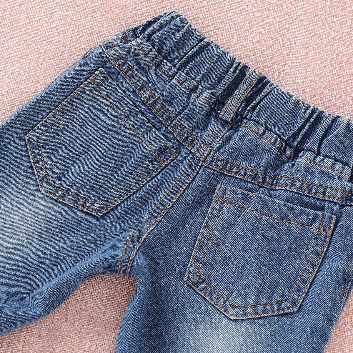 2-Piece Baby Girl 95% Cotton Ripped Denim Jeans & Floral Top: Multi-color / 12-18 Months