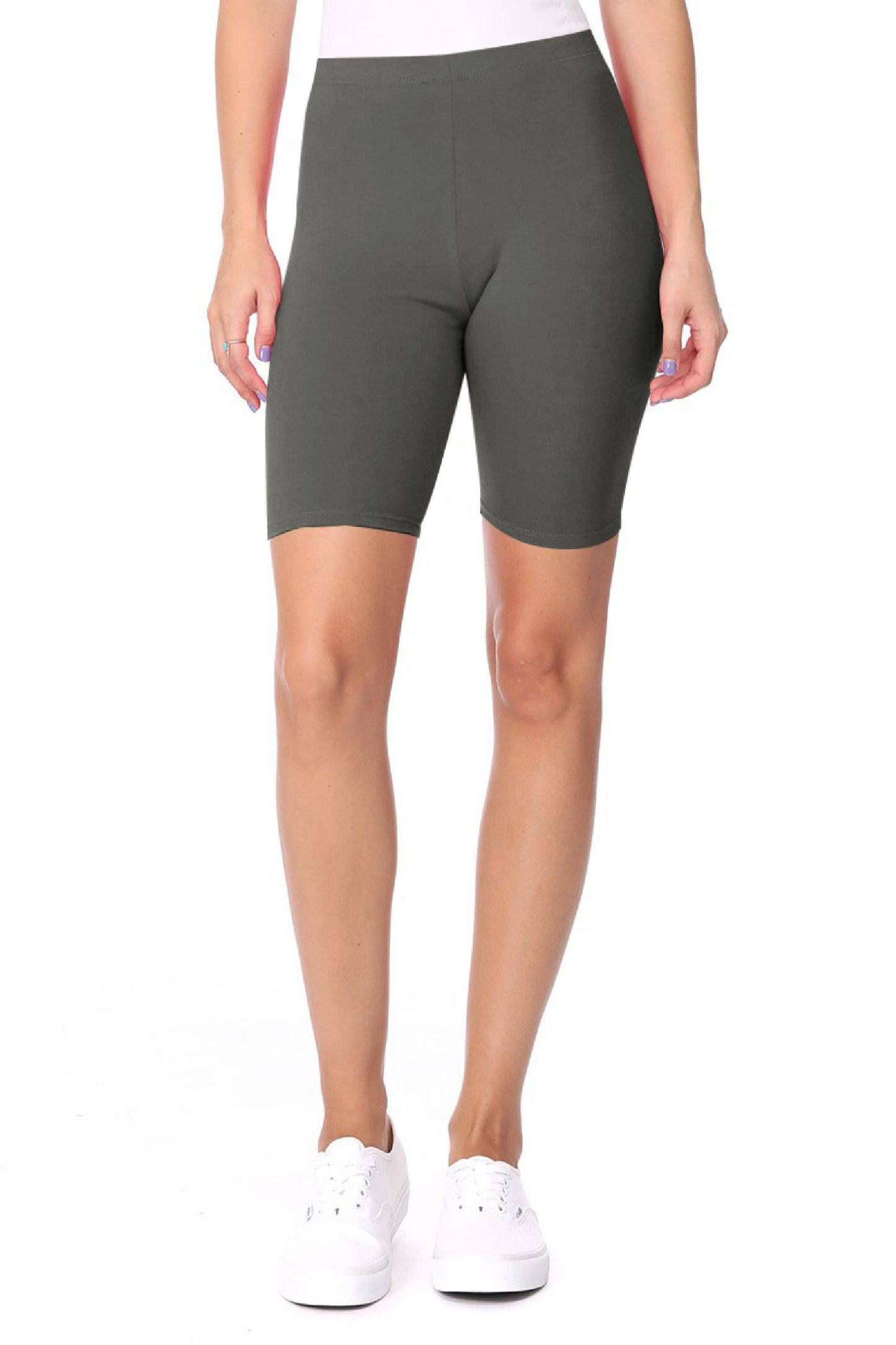 Women's Solid Casual Cotton Stretch Basic Biker Shorts: Black / XX-Large