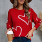 Valentine's Day color contrast heart pullover sweater
