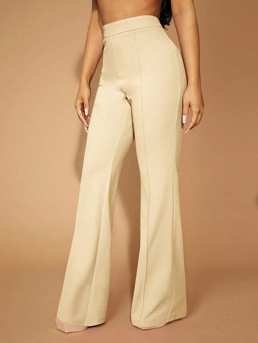 High Waist Straight Leg Pants Women's Work Trousers: Navy Blue / 95%Polyester + 5%Spandex / XL
