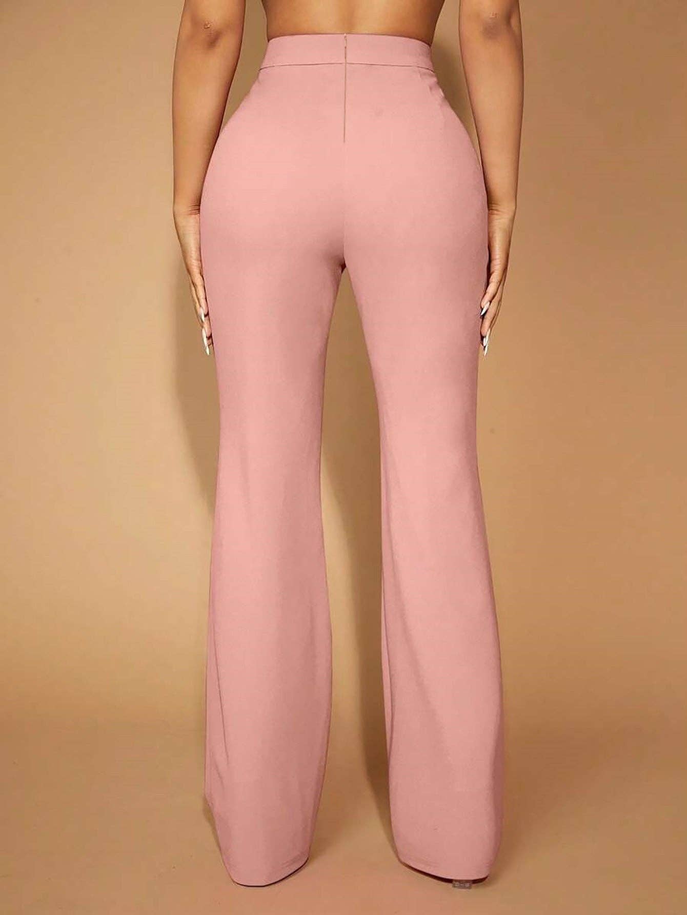 High Waist Straight Leg Pants Women's Work Trousers: Light Gray / 95%Polyester + 5%Spandex / L