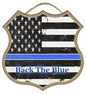 Back The Blue Flag  10" Shield shape wood plaque, sign. Poli