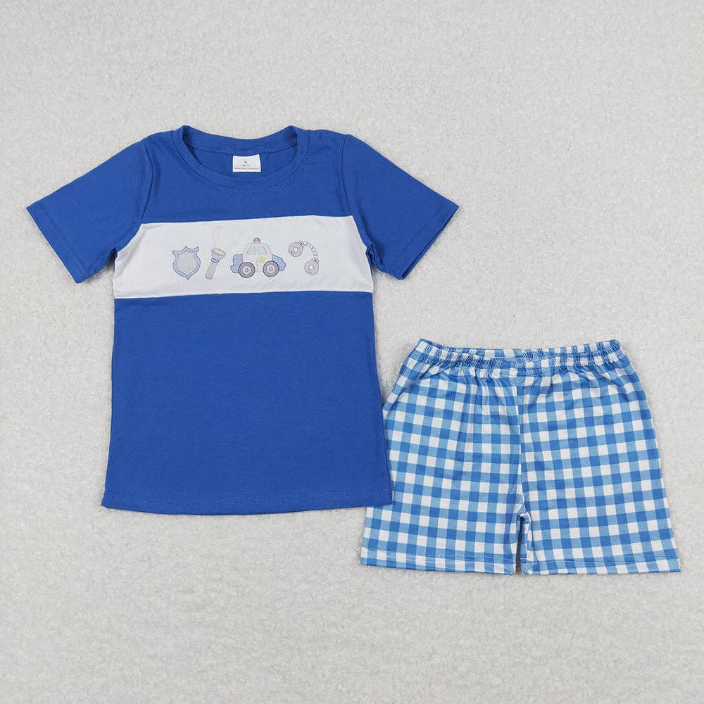 Baby Girls Police Blue Sibling Designs Rompers Outfits Clothes Sets: 2T / Girls Set