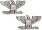 COLONEL EAGLE SILVER NICKEL UNIFORM COLLAR BRASS PINS INSIGNIA EMBLEM ARMY MILITARY POLICE, SMALL 1" x 1/2" (Sold as PAIR, 2 Included !)