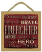Firefighter (subway style) 5" x 5" wood plaque, sign with ea