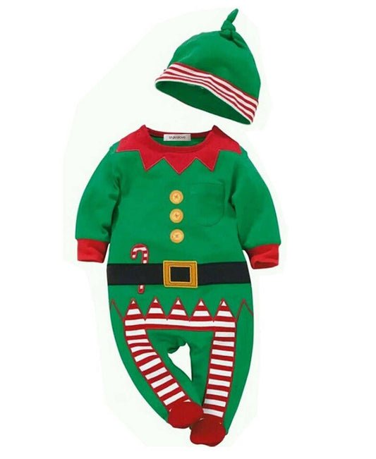Green Elf Baby Romper & Hat Set :