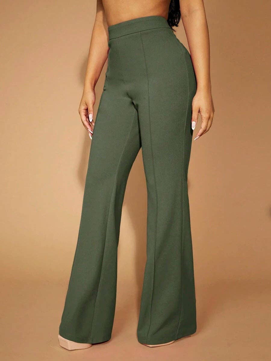 High Waist Straight Leg Pants Women's Work Trousers: Navy Blue / 95%Polyester + 5%Spandex / XL