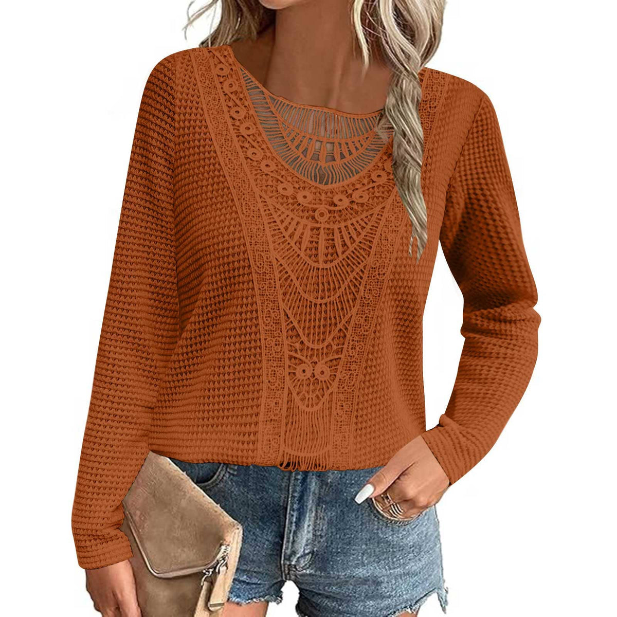 Caught Your Eye Crochet Detail Top