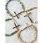 Hammered Cross Bead Stretch Bracelet
