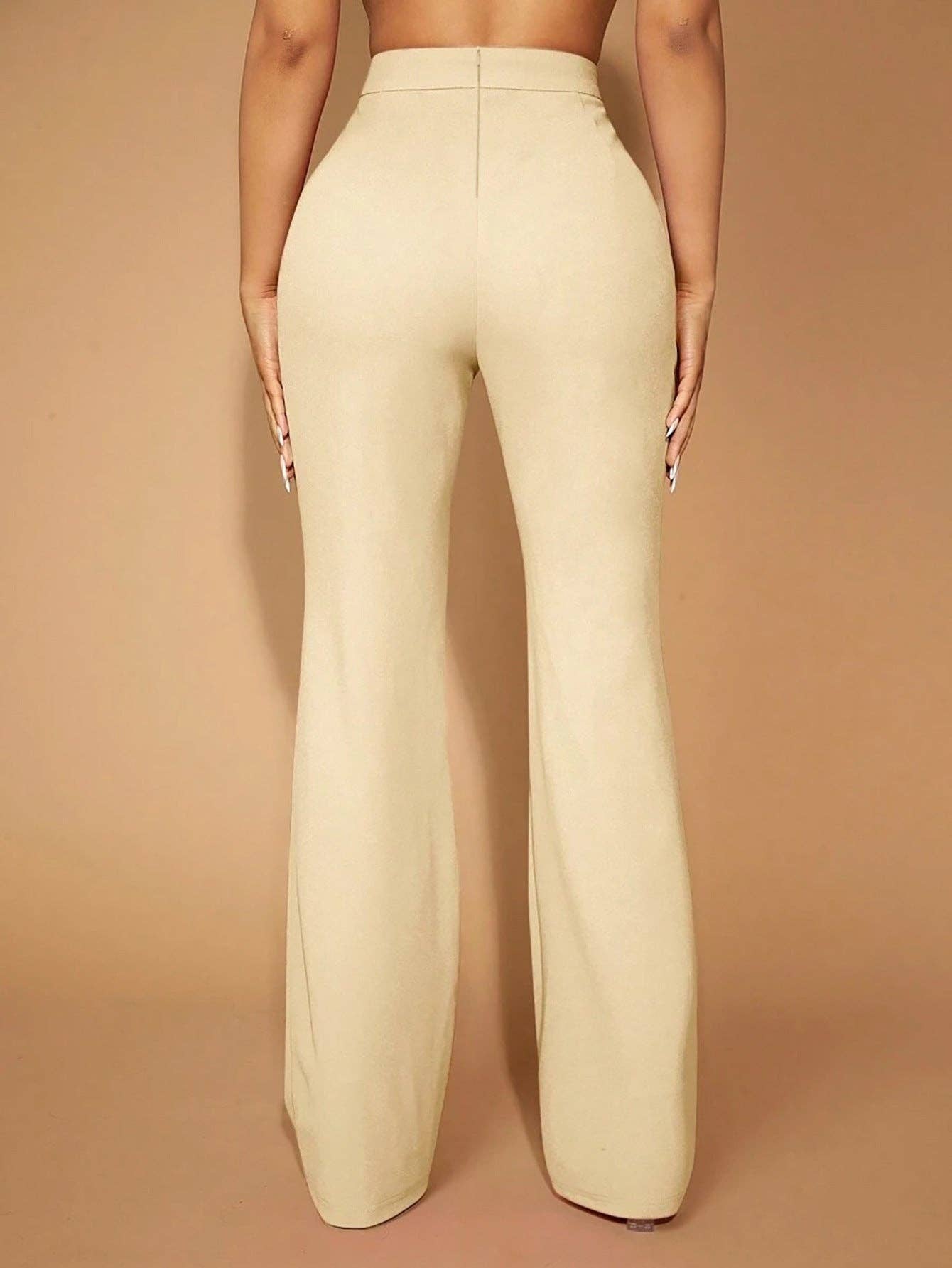High Waist Straight Leg Pants Women's Work Trousers: Navy Blue / 95%Polyester + 5%Spandex / XL
