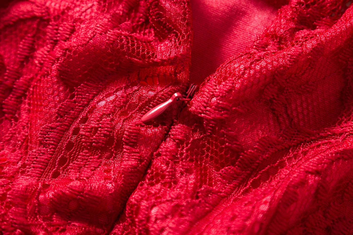 Red Vintage Lace 3/4 Sleeve A-Line Girl Dress :