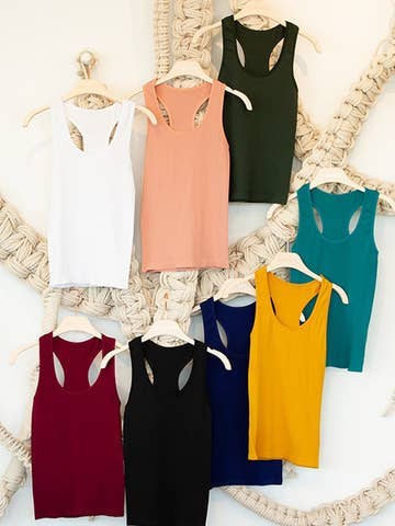 SEAMLESS TANK TOP WITH RACER BACK: Burgundy / (OS) 1