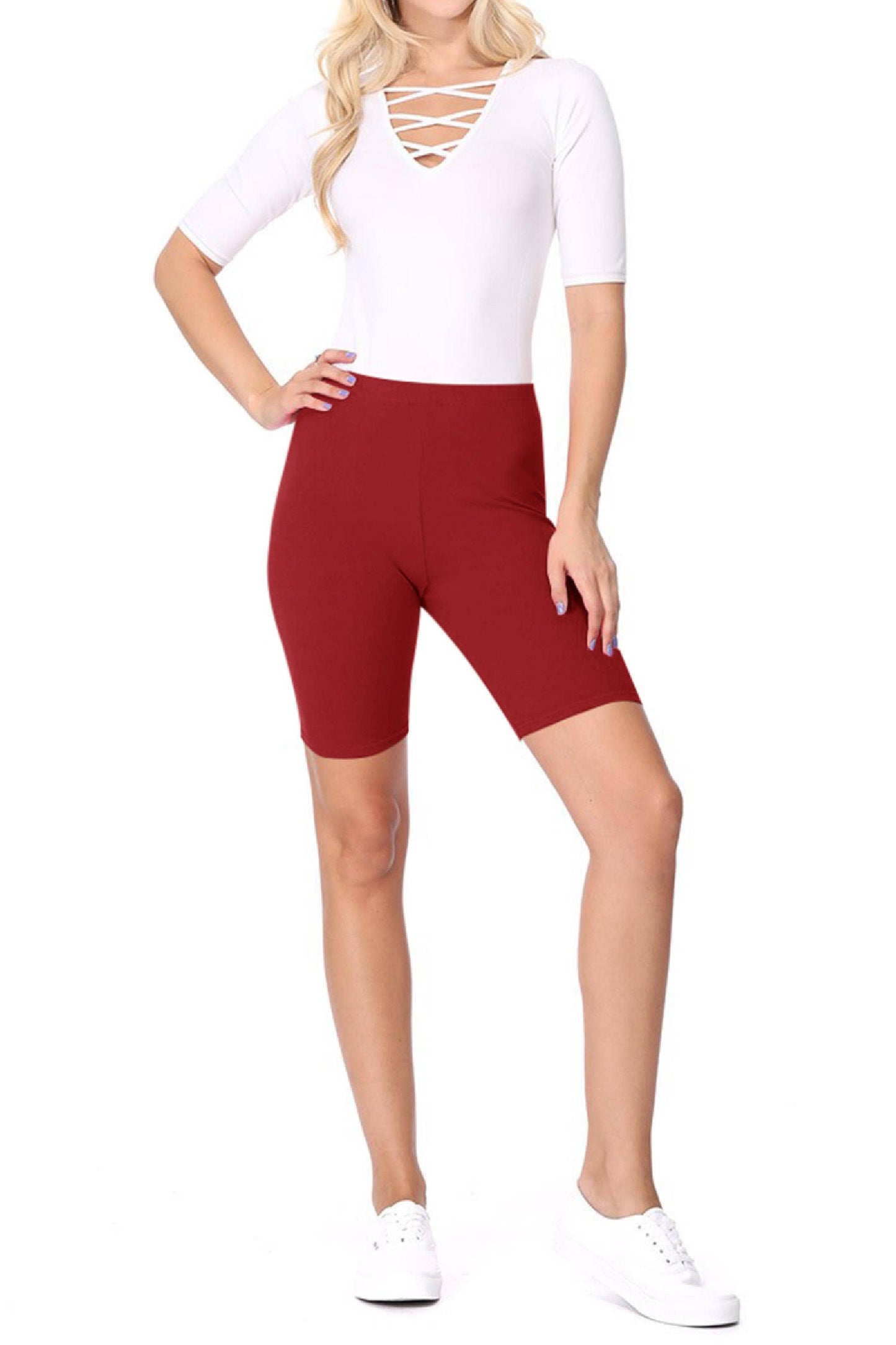 Women's Solid Casual Cotton Stretch Basic Biker Shorts: Black / X-Large