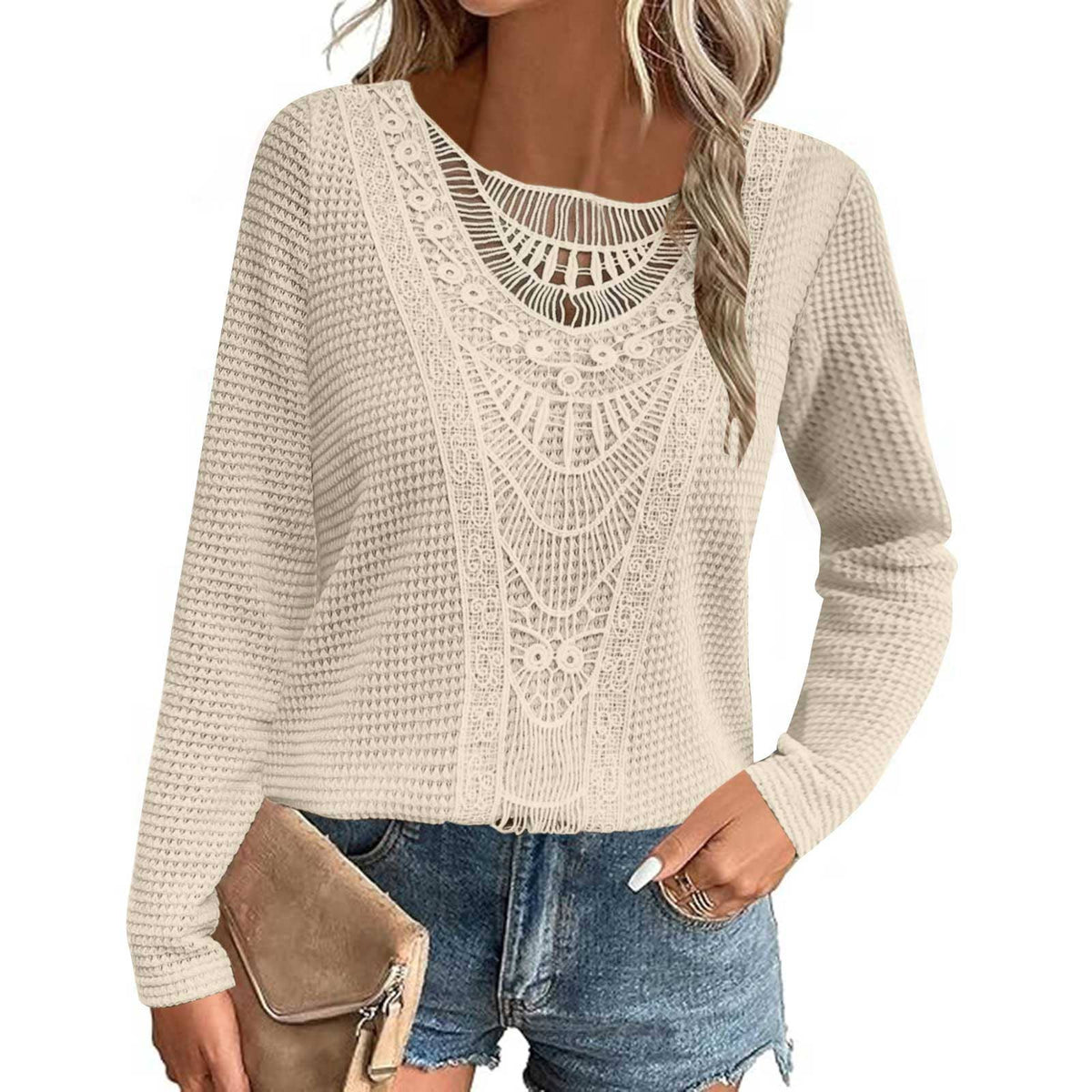 Caught Your Eye Crochet Detail Top