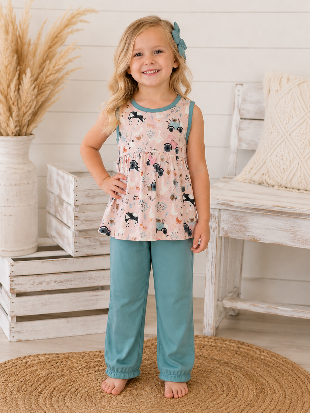 Pete + Lucy Farm Sweet Farm Girls’ Two-Piece Pants Set