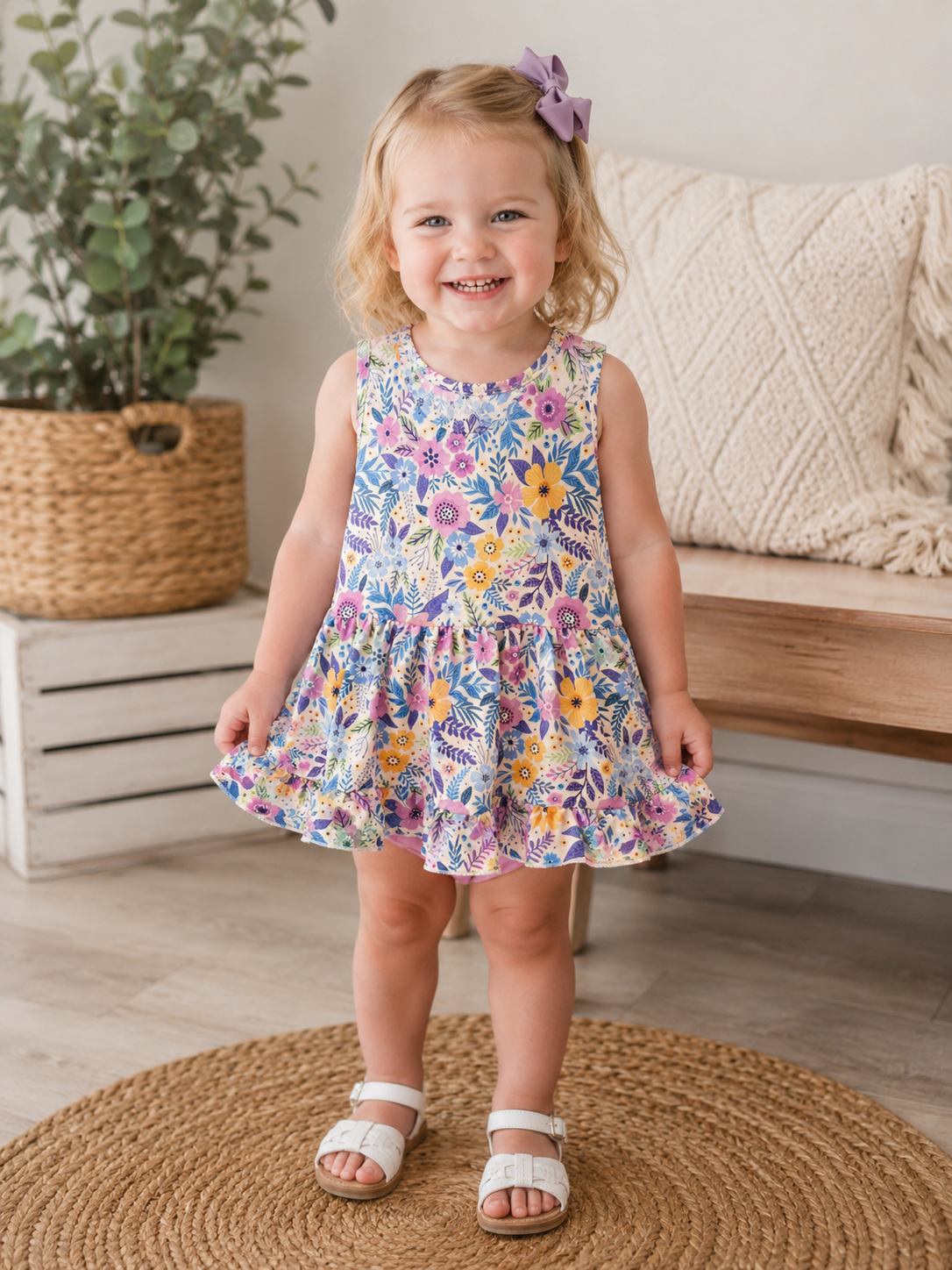 Pete + Lucy Girls’ Floral Ruffle Dress