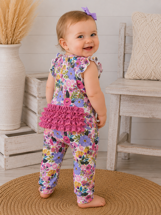 Pete + Lucy Girls' Garden Blooms Ruffle Romper