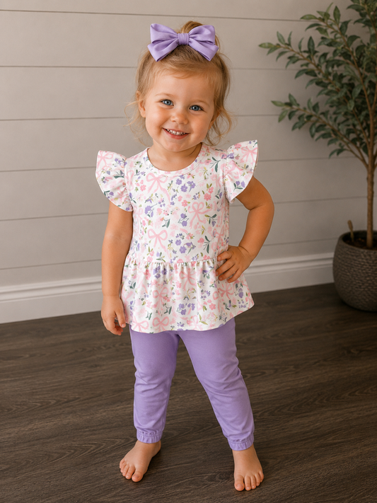 Pete + Lucy Lavender Bow-Kay 2-Piece Set