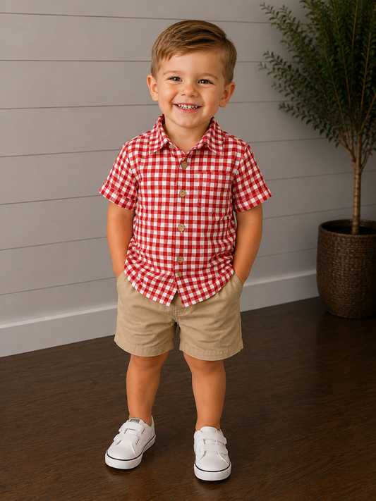 Pete + Lucy Little Red Picnic Gingham Shirt