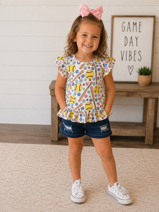 Let's play ball girls short outfit.