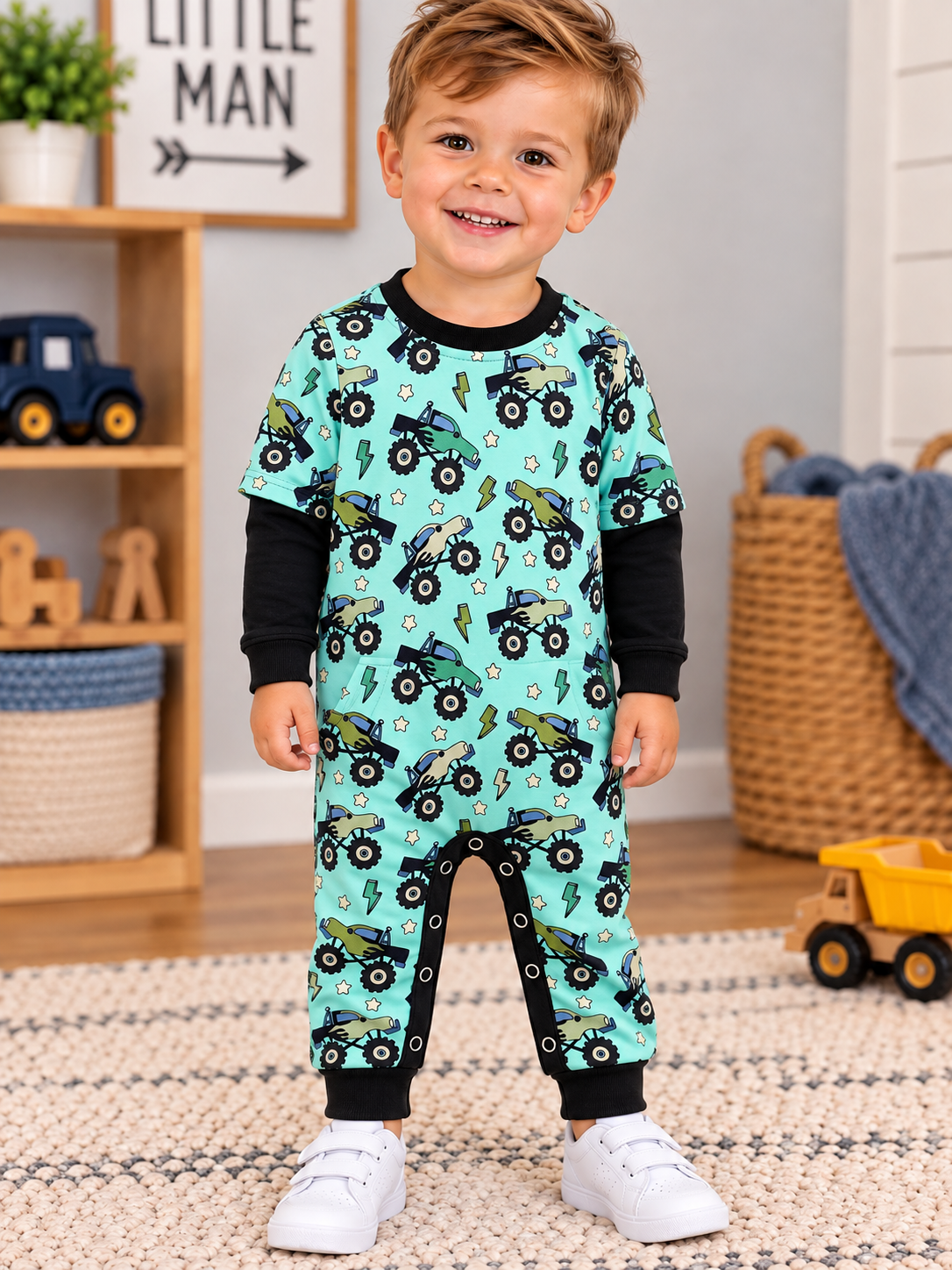 Monster Truck Mayhem Romper – Pete + Lucy
