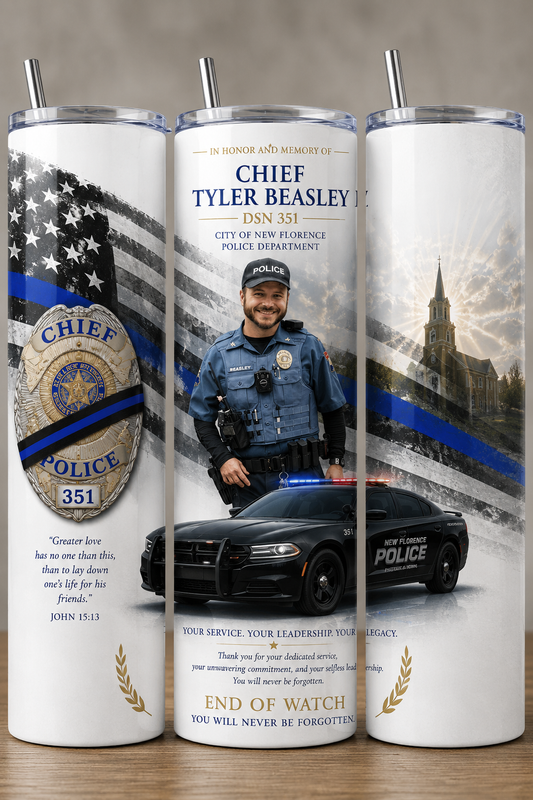 20 oz Skinny Tumber In Memory of Chief Tyler Beasley 351