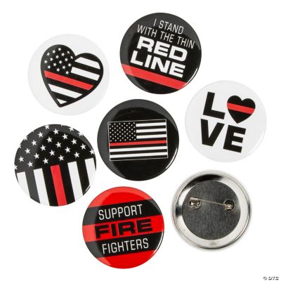 Thin Red Line Button Pin