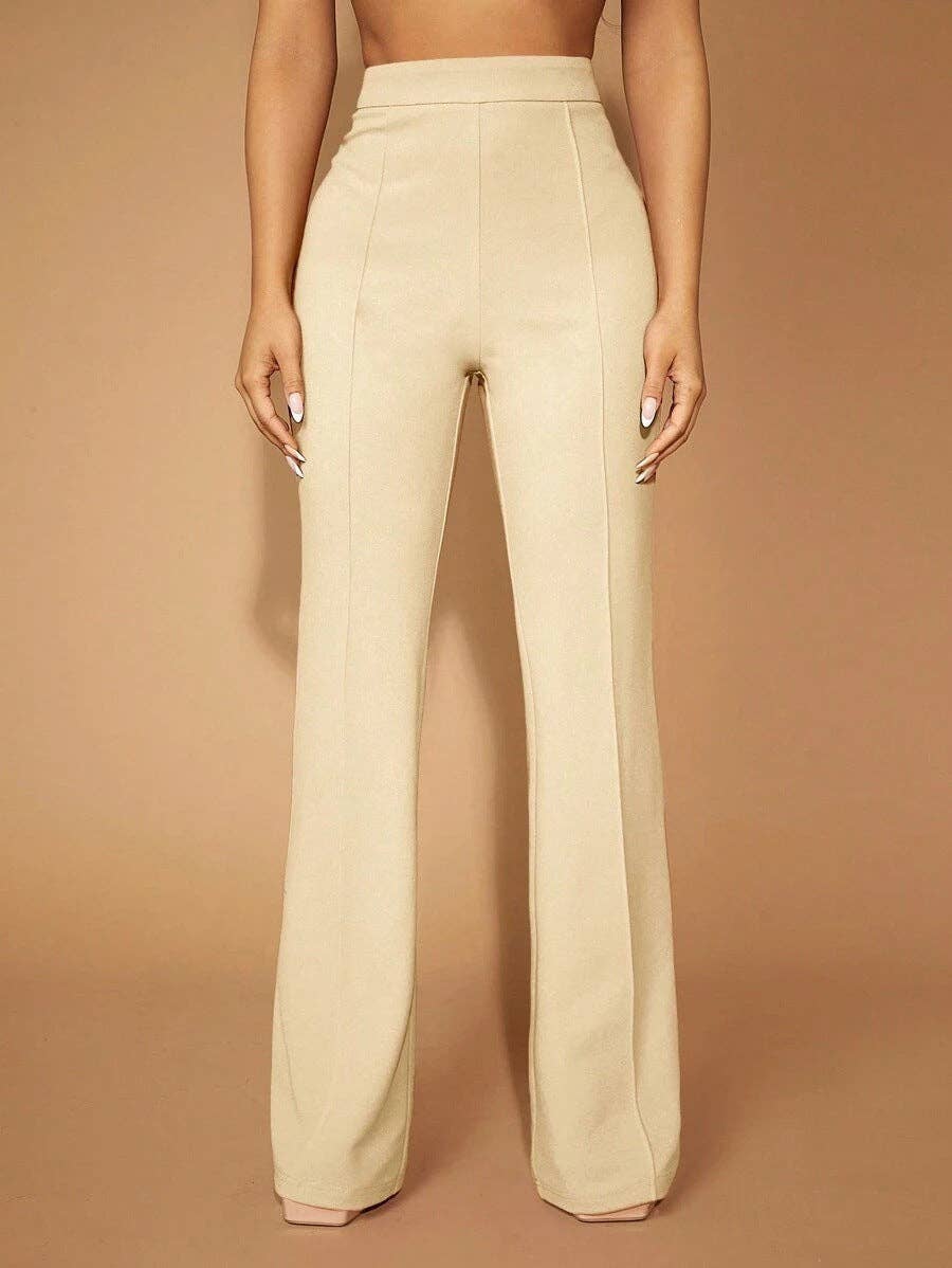 High Waist Straight Leg Pants Women's Work Trousers: Navy Blue / 95%Polyester + 5%Spandex / XL