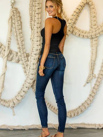 SEAMLESS TANK TOP WITH RACER BACK: NAVY / (OS) 1